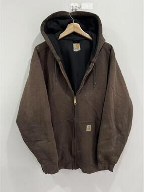 Vintage Carhartt Zip Up Hoodie Sweater brown faded jacket